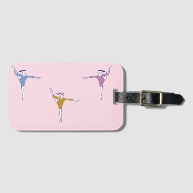 gymnaster på rosa bagagebricka (Framsida horisontal)