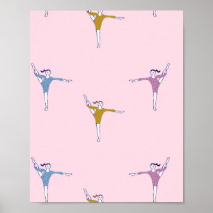 gymnaster på rosa poster