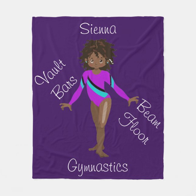 Gymnastic African American, Brown Ögon, Lila Leo Fleecefilt (Framsidan)