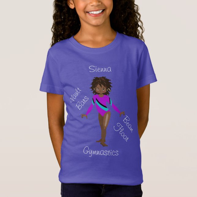 Gymnastic African American, Brown Ögon, Lila Leo T Shirt (Framsida)