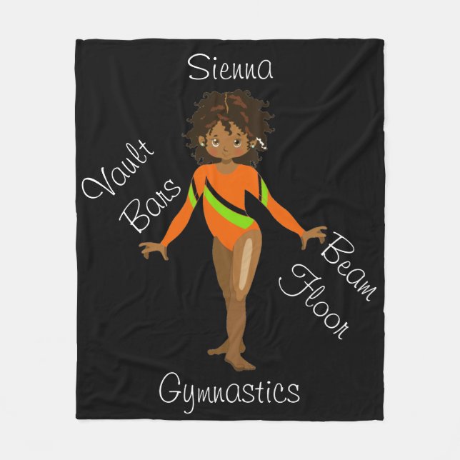 Gymnastic African American, Brown Ögon, Orange Leo Fleecefilt (Framsidan)