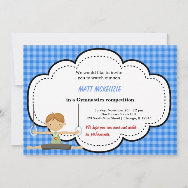 Gymnastic Boy Competition (Blue) Inbjudningar (Framsida)