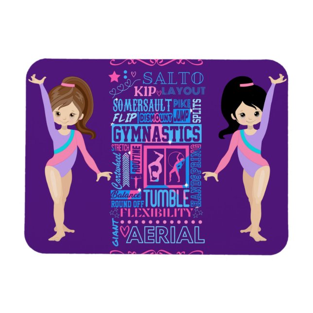 Gymnastic Girls Skill Ord of Gymnastics Magnet (Horisontell)