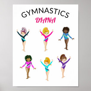Gymnastics 6 Girls Personlig Gymnast Poster