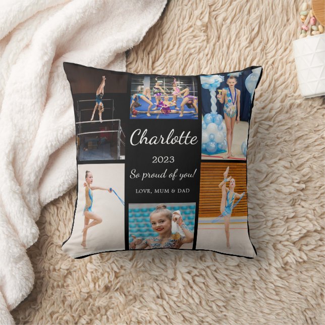 Gymnastics 6 Photo Collage Modern Keepsaki Cushion Kudde (Filt)