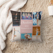 Gymnastics 6 Photo Collage Rosa Keepsaky Cushion