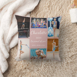 Gymnastics 6 Photo Collage Rosa Keepsaky Cushion Kudde