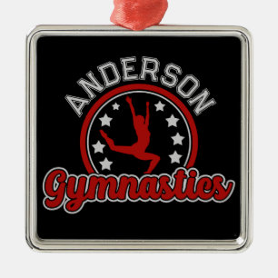 Gymnastics ADD NAMN Gymnast Vault Golv Idrottsman Julgransprydnad Metall
