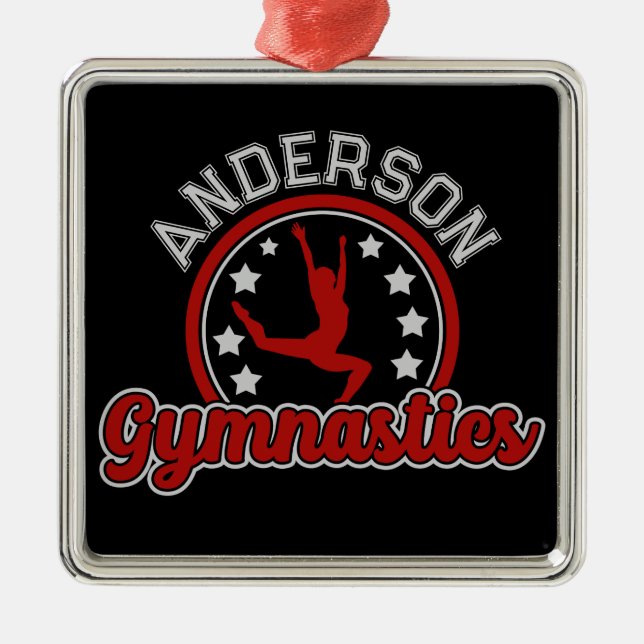 Gymnastics ADD NAMN Gymnast Vault Golv Idrottsman Julgransprydnad Metall (Framsidan)
