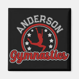 Gymnastics ADD NAMN Gymnast Vault Golv Idrottsman Magnet