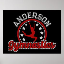 Gymnastics ADD NAMN Gymnast Vault Golv Idrottsman Poster