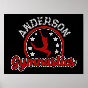 Gymnastics ADD NAMN Gymnast Vault Golv Idrottsman Poster