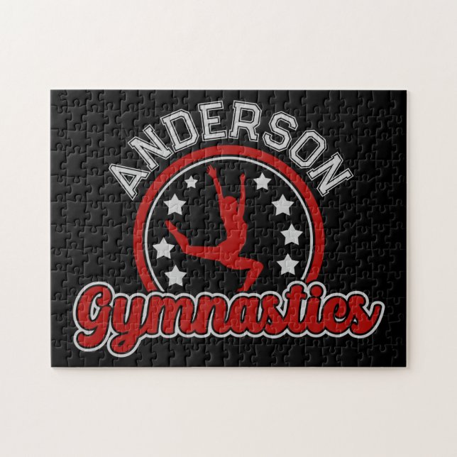 Gymnastics ADD NAMN Gymnast Vault Golv Idrottsman Pussel (Horisontell)