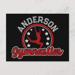Gymnastics ADD NAMN Gymnast Vault Golv Idrottsman Vykort