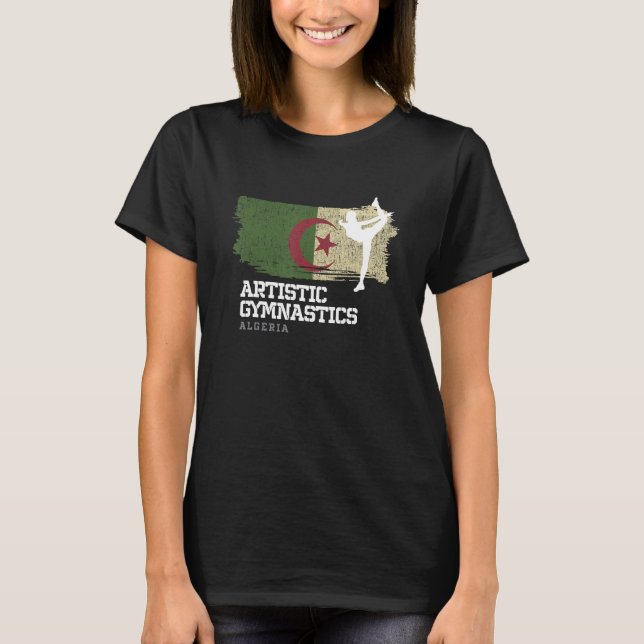 Gymnastics Algeria Gymnast Girl Artistic Gymnastic T Shirt (Framsida)