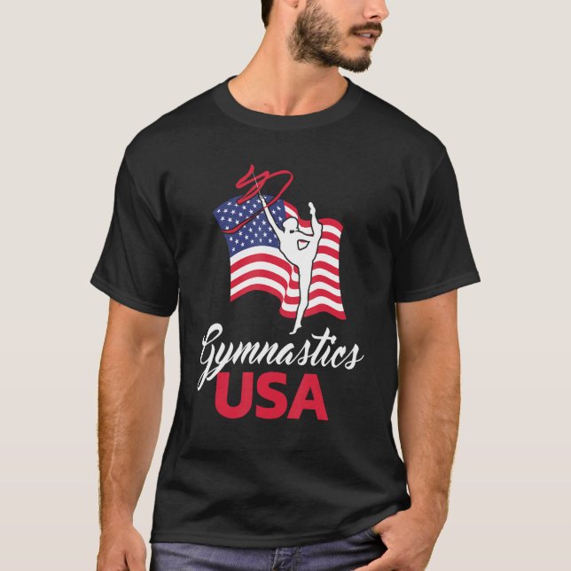 Gymnastics American Flag USA US Patriotic Gymnast T Shirt (Framsida)