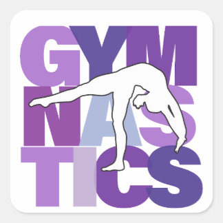 Gymnastics Back Bend Ord Art in Lila Fyrkantigt Klistermärke