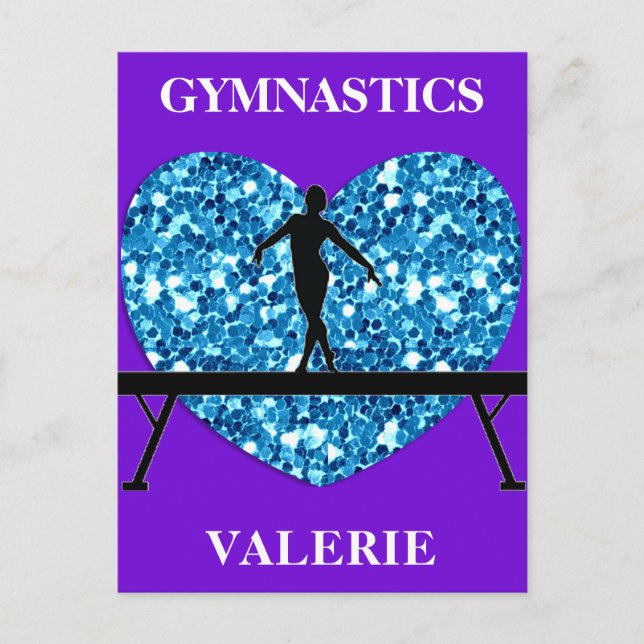 Gymnastics Balance Beam Lila Teal Vykort (Framsida)