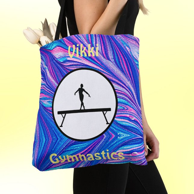 Gymnastics Balance Beam Metallic Swirls Tote Bag Tygkasse (Skapare uppladdad)