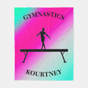 Gymnastics Balance Beam Mint och Fuchsia Fleecefilt