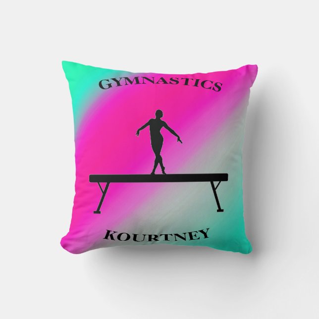Gymnastics Balance Beam Mint och Fuchsia Kudde (Framsida)