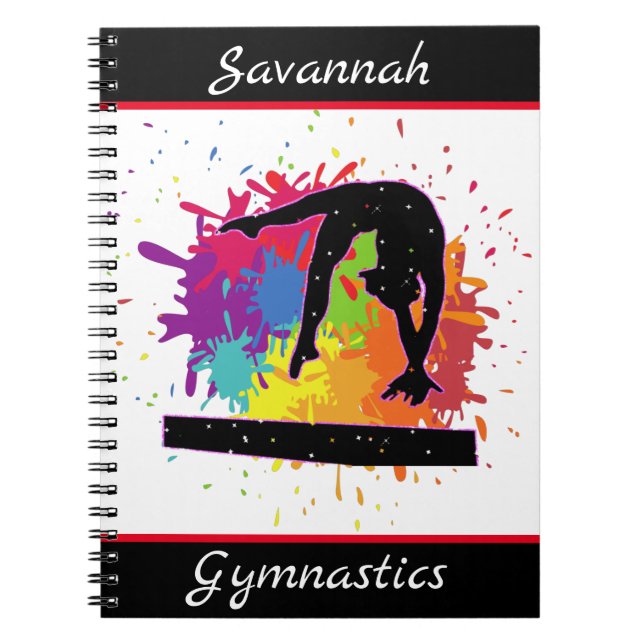 Gymnastics Balance Beam Paint Splatter Anteckningsbok (Framsidan)