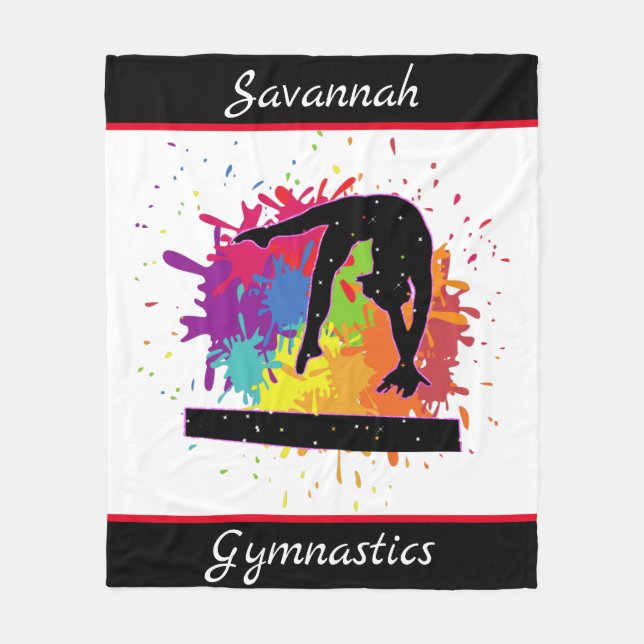 Gymnastics Balance Beam Paint Splatter Fleecefilt (Framsidan)