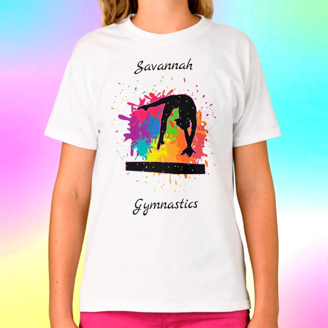 Gymnastics Balance Beam Paint Splatter T Shirt (Skapare uppladdad)