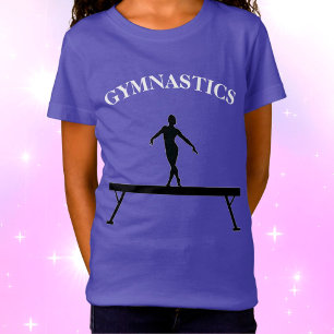 Gymnastics Balance Beam w/ Name Girls T-Shirt