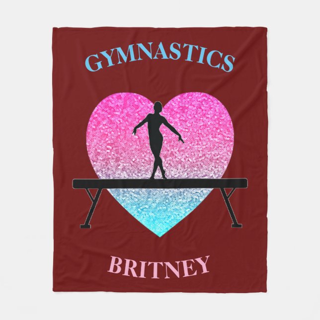 Gymnastics Beam Gnistra Heart Burgundy Fleecefilt (Framsidan)