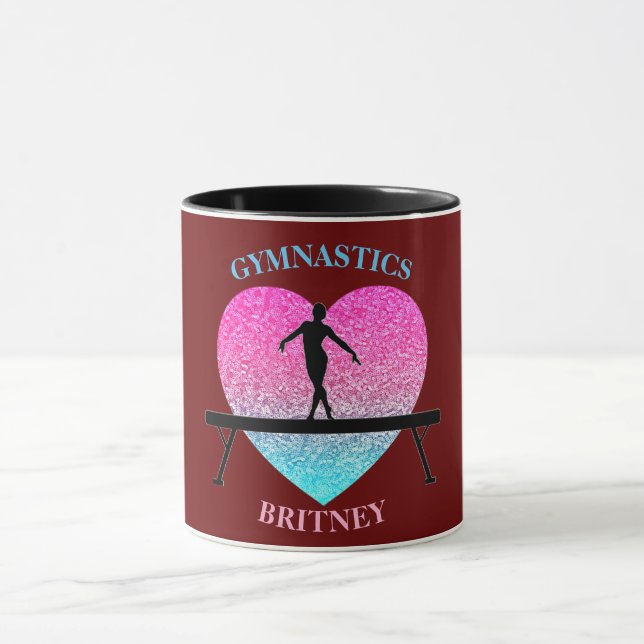 Gymnastics Beam Gnistra Heart Burgundy Mugg (Center)