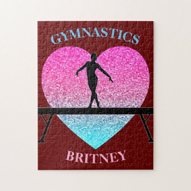 Gymnastics Beam Gnistra Heart Burgundy Pussel (Vertikal)