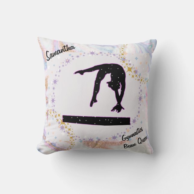 Gymnastics Beam Queen Glitter Watercolor Abstrakt Kudde (Framsida)