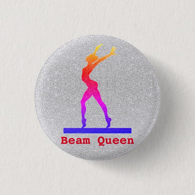 Gymnastics Beam Queen Rainbow Pin Buttons Knapp (Framsida)