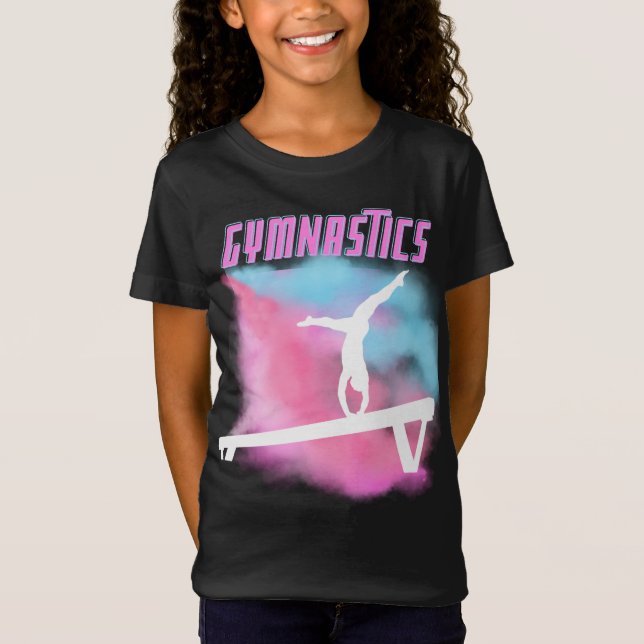 Gymnastics Beam Rosa och Blue Färg Bomb T Shirt (Framsida)