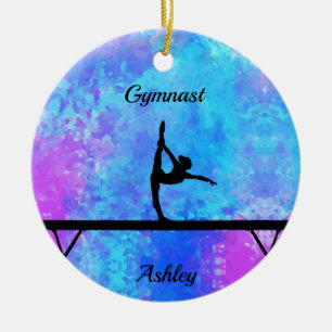 Gymnastics Beam Watercolor Julgransprydnad Keramik