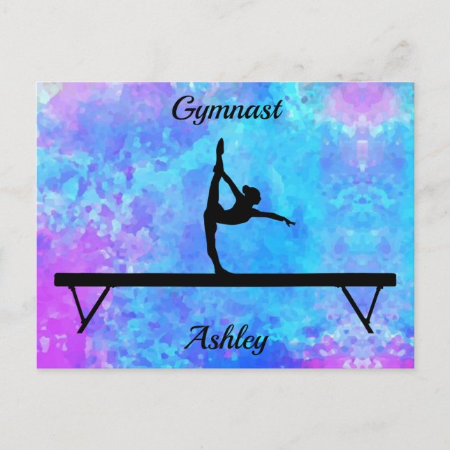 Gymnastics Beam Watercolor Vykort (Framsida)