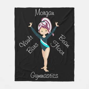 Gymnastics Berry Rand, Brown Öga, Teal Leotard Fleecefilt