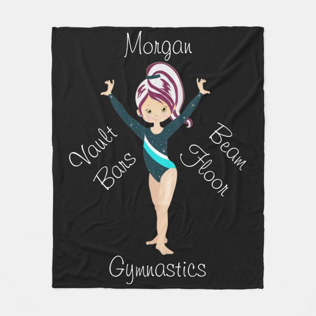 Gymnastics Berry Rand, Brown Öga, Teal Leotard Fleecefilt (Framsidan)