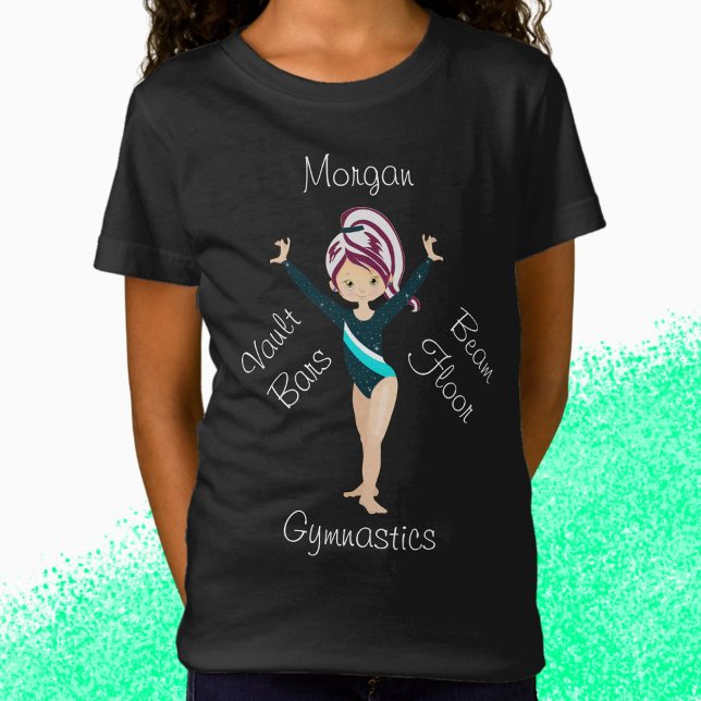Gymnastics Berry Rand, Brown Öga, Teal Leotard T Shirt (Skapare uppladdad)