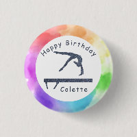 Gymnastics Birthday Balance Beam Watercolor Stänk
