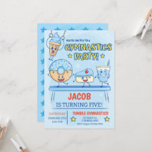 Gymnastics Birthday bjudande Boy