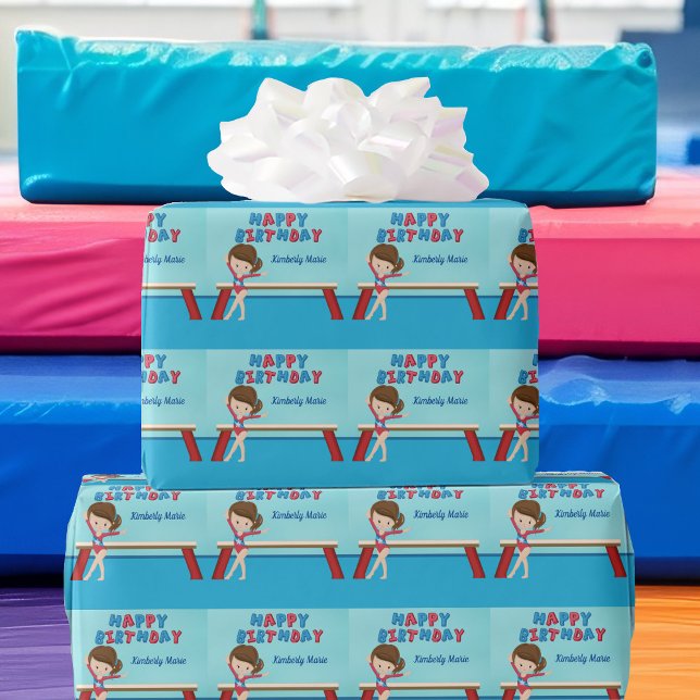 Gymnastics Birthday Girl Cute Personlig Presentpapper (Skapare uppladdad)