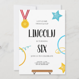 Gymnastics Birthday Investigation for Boys Inbjudningar