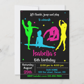Gymnastics birthday invitation Tumbling invitation Inbjudningar