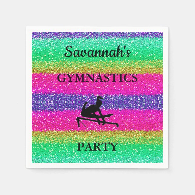 Gymnastics Birthday Rainbow Gnistra 50 Napkins Pappersservett (Framsidan)