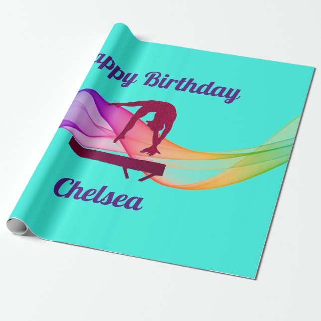 Gymnastics Birthday Wrapping Papper Presentpapper (Utrullad)