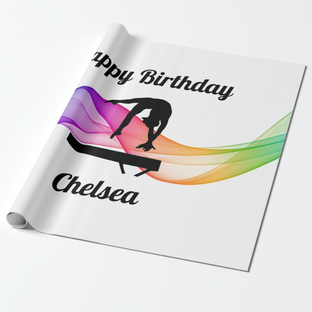 Gymnastics Birthday Wrapping Papper Presentpapper (Utrullad)