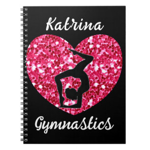 Gymnastics Black and Shock rosa Personlig Anteckningsbok