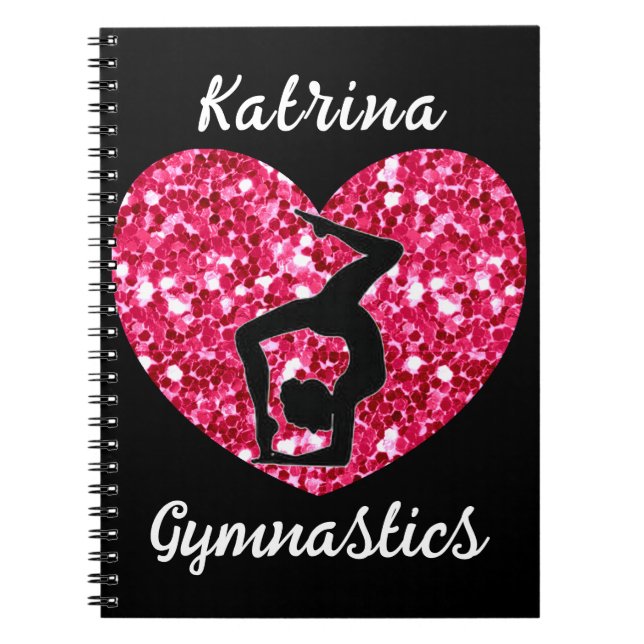 Gymnastics Black and Shock rosa Personlig Anteckningsbok (Framsidan)